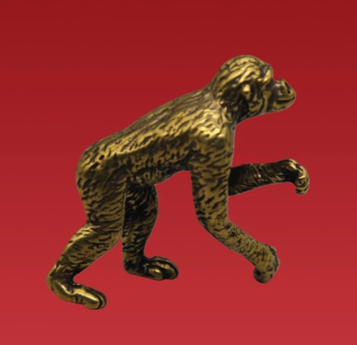 Estatuilla de animal tallada intrincada escultura de mono de latón vintage para colección Foto 2 de 4