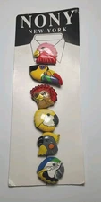 Vintage NONY New York 5 Exotic Bird Button Covers Parrot Cockatoo Toucan 2470 