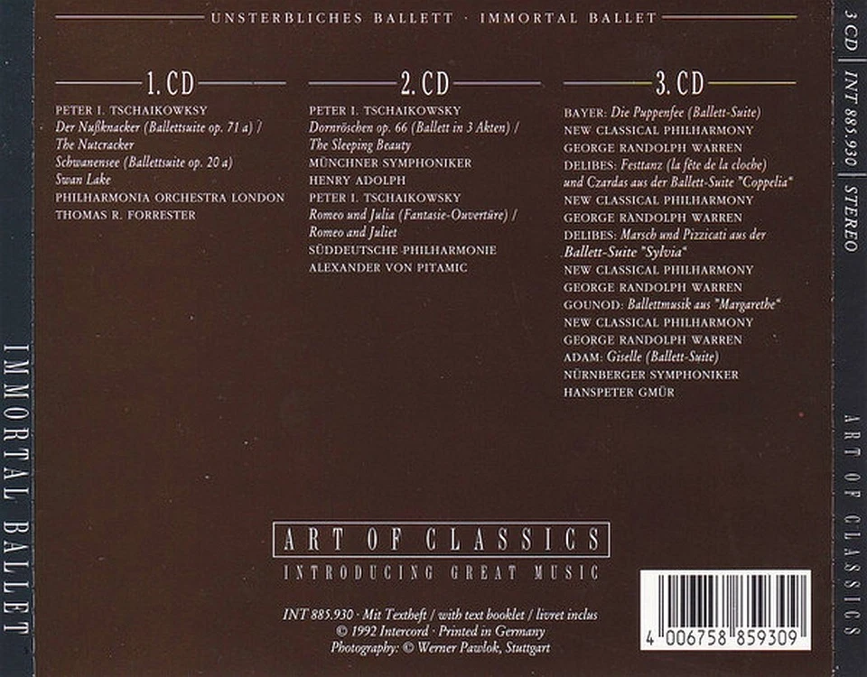 UNSTERBLICHES BALLETT - IMMORTAL BALLET | COMPILATION | 3 x CD FATBOX - Bild 2 von 2