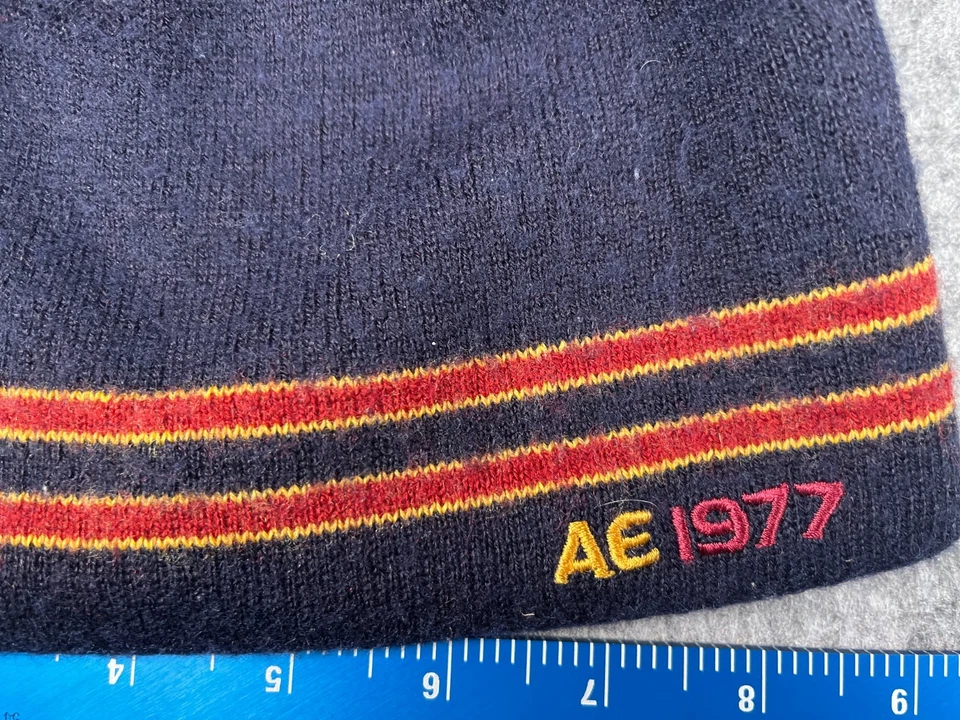 American Eagle 1977 Gorro Toque Adulto Talla Única Azul Tejido Mezcla Lana Patín Esquí Foto 2 de 4