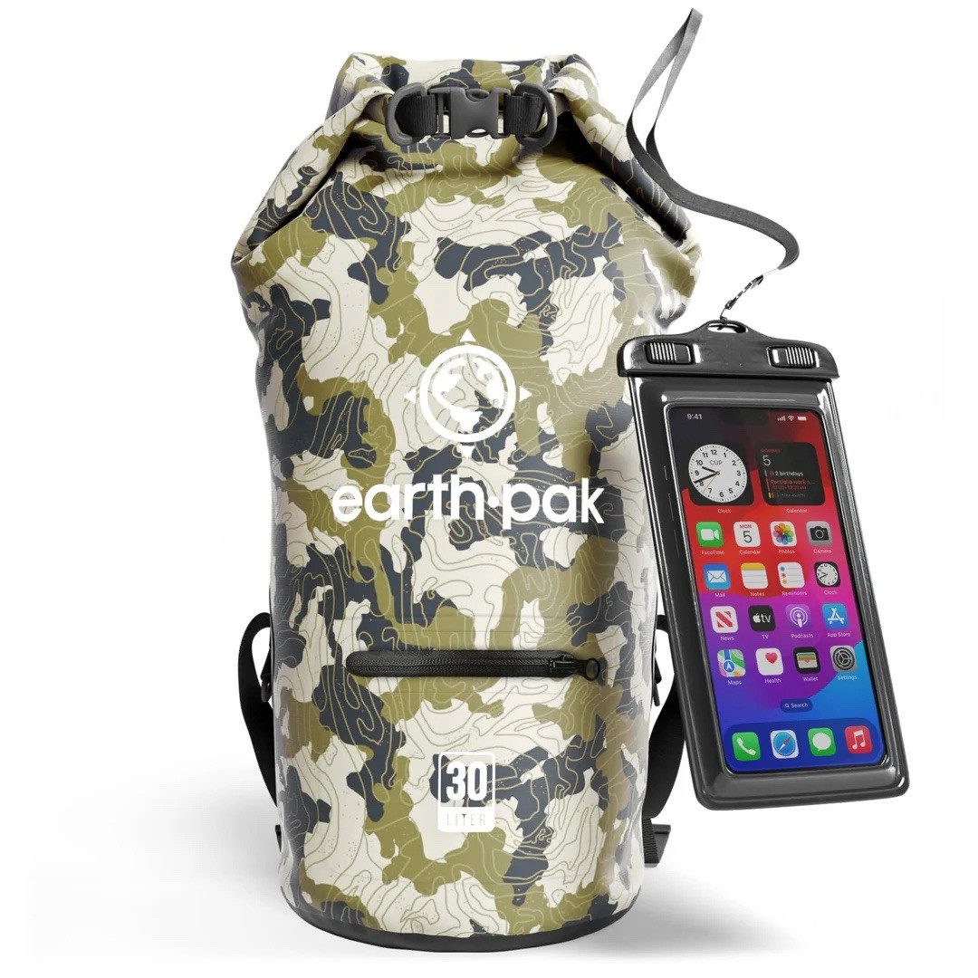 Earth Pak Torrent Series Waterproof Dry Bag Camo Green 30L Phone - Main Image