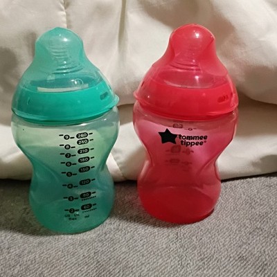 Tommee Tippee Closer Nature 9 oz Colors Baby Bottle/Ring/Nipple/Cover - Lot of 2