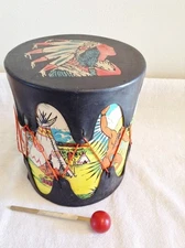 Vintage Native American Child's Tom-Tom, Drum, Indian Chief w/ Stick