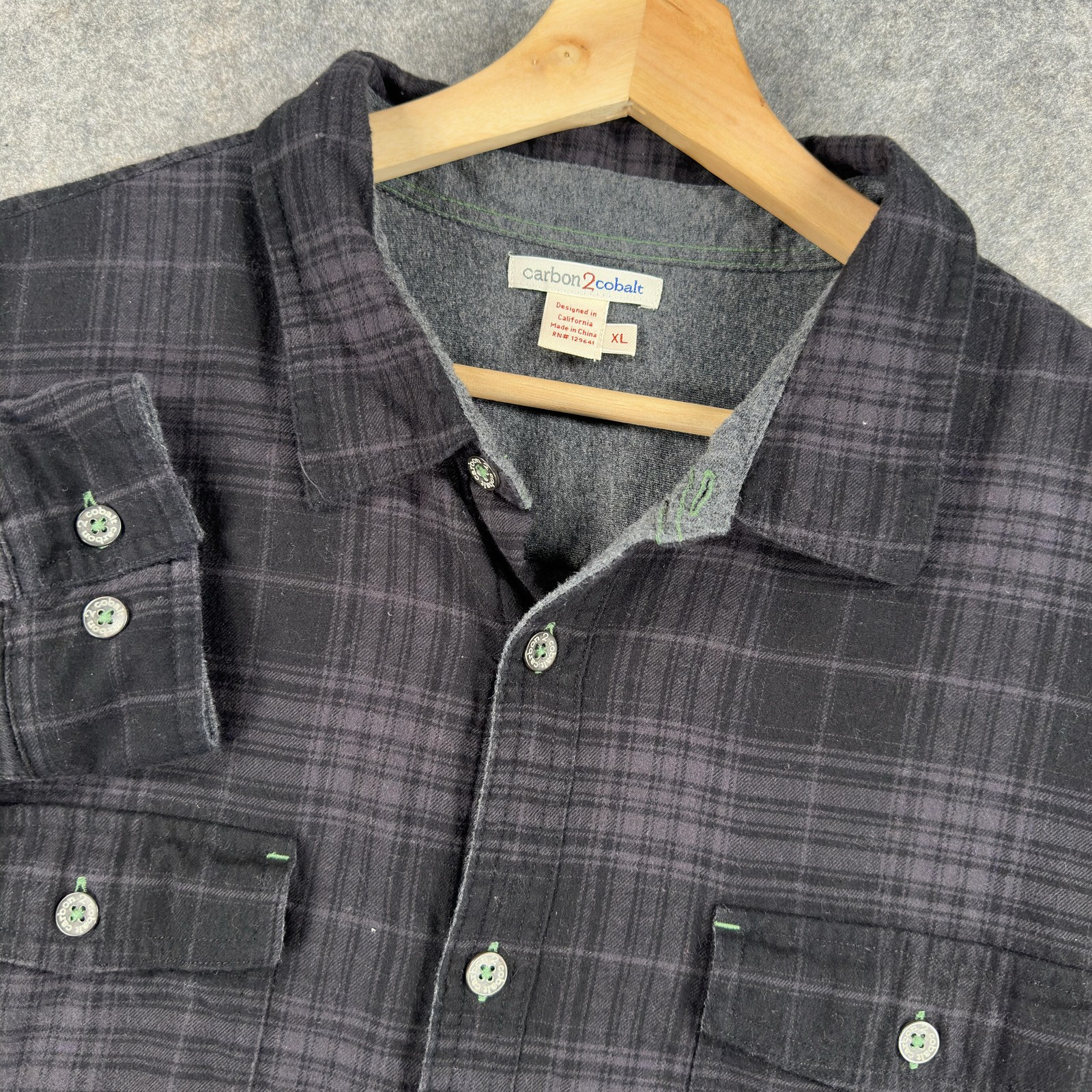 Carbon 2 Cobalt Shirt Mens XL Black Plaid Lined Flannel Long Sleeve Button Front
