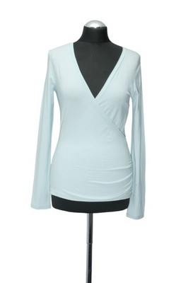 Marc Cain Damen Longsleeve langarm Shirt hellblau N3 38 M V-Ausschnitt (21762)
