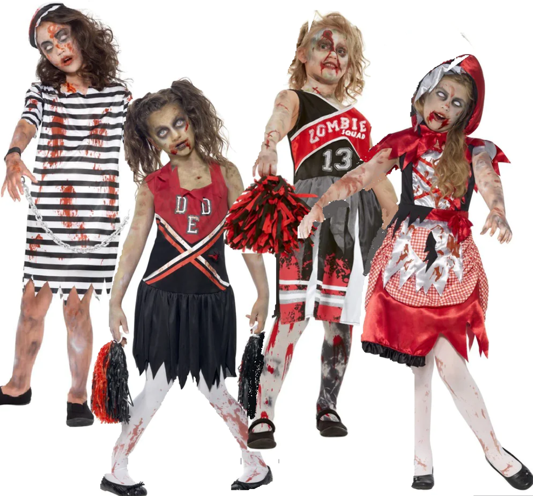 Zombie School Girl Costume Kids Grey Zombie School Girl Costume Kids Grey