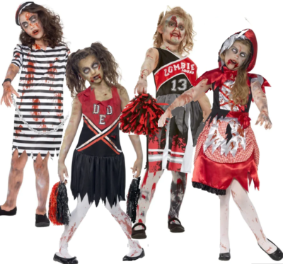 Costume Zombie Bambina Halloween Bambini Vestito Fantasia