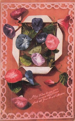 May Time Bring You Happiness Embossed Posted Postcard  Bloomfield Ohio 1911