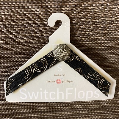 Lindsay-Phillips Switch Flop STRAP Black/Gold Small 5-6 NIP