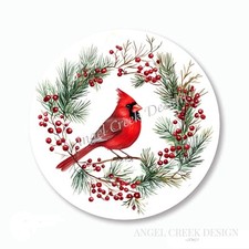 Christmas Cardinal Wreath Scrapbook Stickers Holiday Envelope Seals Favors