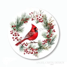 Christmas Cardinal Wreath Scrapbook Stickers Holiday Envelope Seals Favors