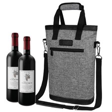 Wine Carrier Bag Insulated Two 2 Bottle Cooler Protection Carrying Tote Travel