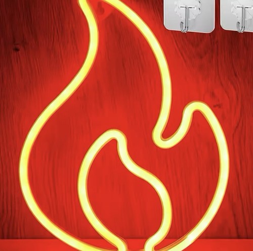 Flame LED Neon Style Hanging Light Bright Wall Decor USB Powered 11.8”x9” - Picture 5 of 5