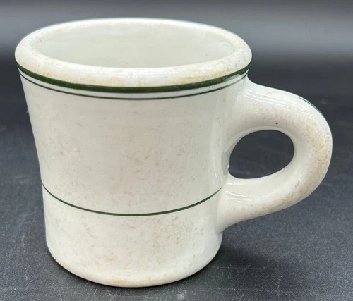 Vintage Jackson China Restraurant Ware Green Striped Heavy  Mug