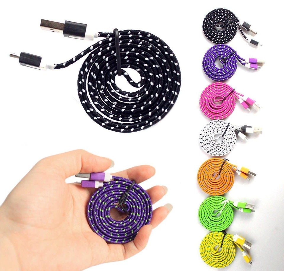 NTJ 3FT LONG Flat Braided Charger Cable for MICRO USB samsung galaxy s6+ edge s7 - Image 2 of 4