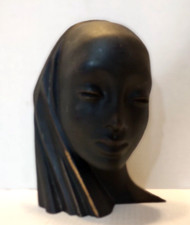 FEMALE BUST HEAD with VEIL. KARL HAGENAUER WORKSHOP 1950's SIGNED