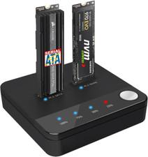 M.2 NVME/SATA Duplicator, Dual-Bay Offline Clone M.2 NVME/SATA Docking Station,