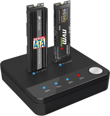 M.2 NVME/SATA Duplicator, Dual-Bay Offline Clone M.2 NVME/SATA Docking Station, 