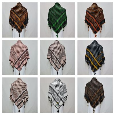 Unisex viele Farben grau grün schwarz arabisches Kopftuch Halstuch Arafat Keffiyeh Yas...