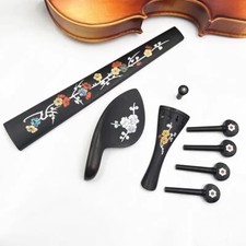 violin ebony parts,Inlaid pattern Tailpiece Tuning pegs Endpins Chin rest 3