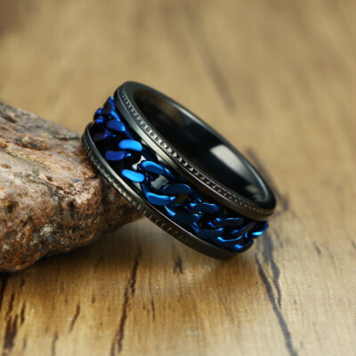 Anello Da Uomo Spinner Ansia Con Catena In Acciaio Inossidabile Fede - Foto 3