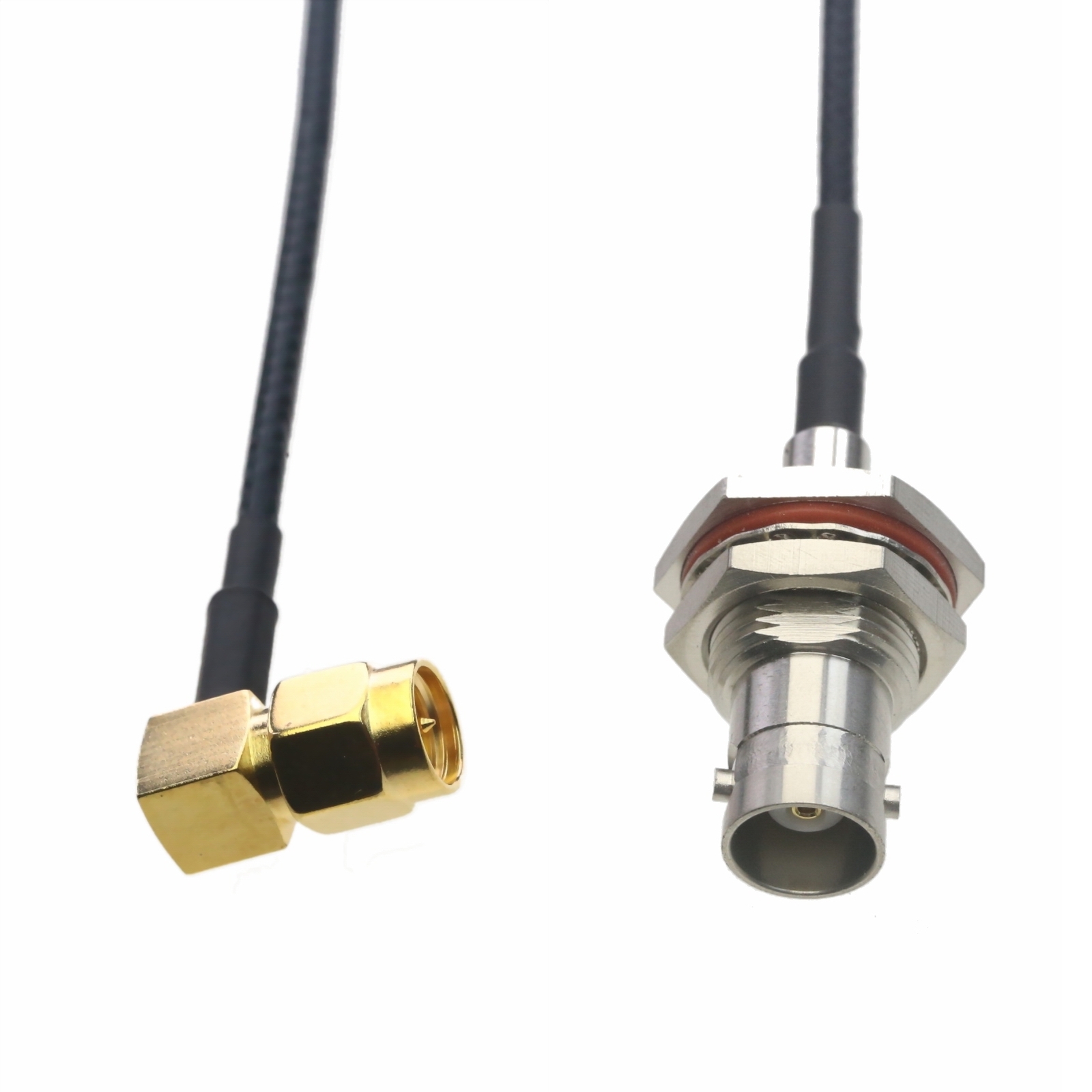 RF Cable BNC female nut bulkhead to SMA male RA RG316 6