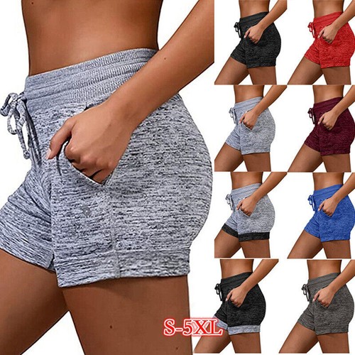 Womens Summer Shorts Ladies Elastic Waist Casual Sports Solid Short Hot