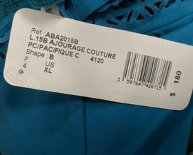$180 Lise Charmel Women's Blue Laser-Cut Triangle Bikini Top Swimwear size XL