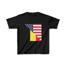 Kids Belgium American Flag Belgian USA T-Shirt Unisex Tee Shirt