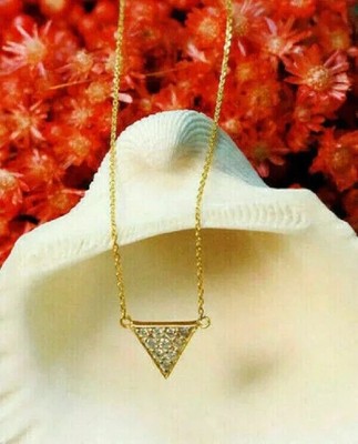 1Ct Round Diamond Triangle Shape Women's Pendant 14K Yellow Gold Over
