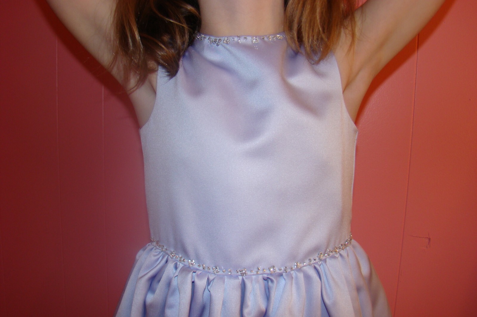 Cherish Apparel Flower Girl Dress 320 Size 6 Lavender Satin Beaded