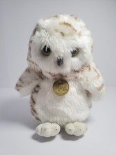 Aurora Miyoni Snowy Owl Plush Realistic Stuffed Animal Gold Medallion Tag