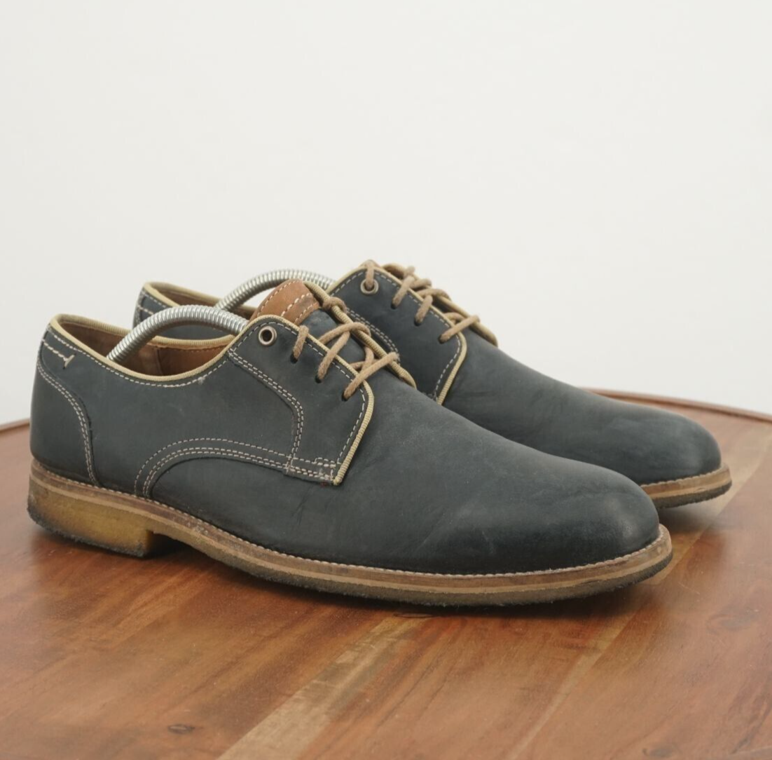 SAOLA Johnston Murphy Uomo Howell Oxford Derby Suola Crepe Blu Pelle Oliata 10M