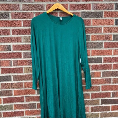 Old Navy Forest Green Crewneck Long Sleeve Shift Dress | eBay