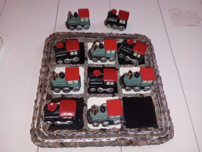 Cracker Barrel Mini Tic Tac Toe Game Train Engines 11 Piece Railroad Miniatures