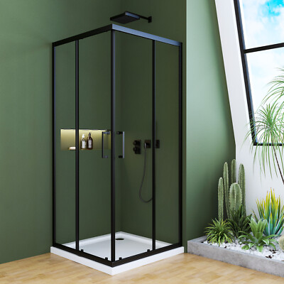 Eckeinstieg Duschkabine Schiebetür Schwarz Duschabtrennung Dusche 75x75 100x100