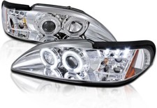1994-1998 Ford Mustang Gt Svt Led Projector Chrome Pair Headlights Assembly 1994-1998 Ford Mustang Gt Svt Led Projector Chrome Pair Headlights Assembly