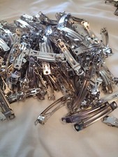 Item100: 140 Barrett Clip Blanks Findings 2" Silver Tone