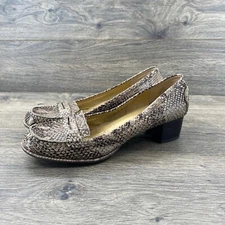 Easy Spirit Esmaeli Leather Women's Heel Size 10 Faux Snakeskin Loafer