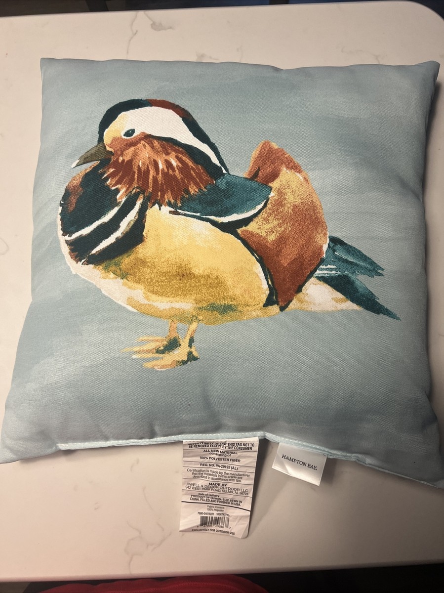 Mandarin Duck Square Outdoor Throw Pillow Blue Sided Duck On Each Side