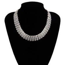 Women's Fashion Jewelry Silver Link Chain Collar Statement Necklace 138
