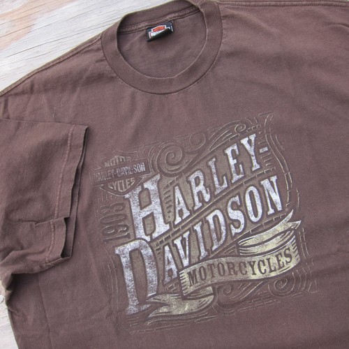 Harley Davidson Shirt Mens 2XL Brown Double Sided Utah Zion Y2K Vintage Bravado