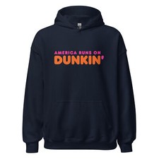 America Runs on Dunkin Hoodie Heavy Blend Gildan Hooded Sweatshirt Coffee Donuts