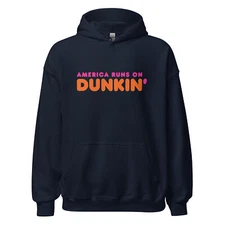 America Runs on Dunkin Hoodie Heavy Blend Gildan Hooded Sweatshirt Coffee Donuts