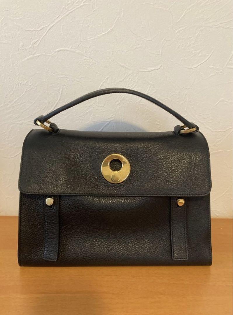 Borsa a tracolla Saint Laurent originale nera punta musa in pelle 2 vie a mano da