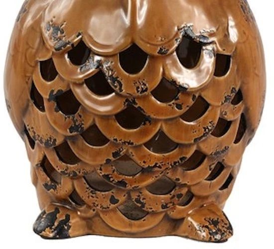 Jarrón estatuilla de búho de cerámica marrón grande Privilege International 77069 15,5"x 9"x9" Foto 4 de 4