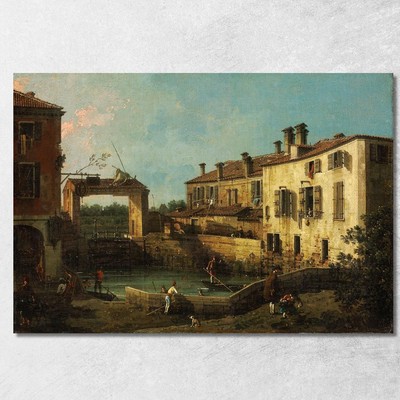 Schleuse Bei Dolo Canaletto, cnl31 drucken auf leinwand