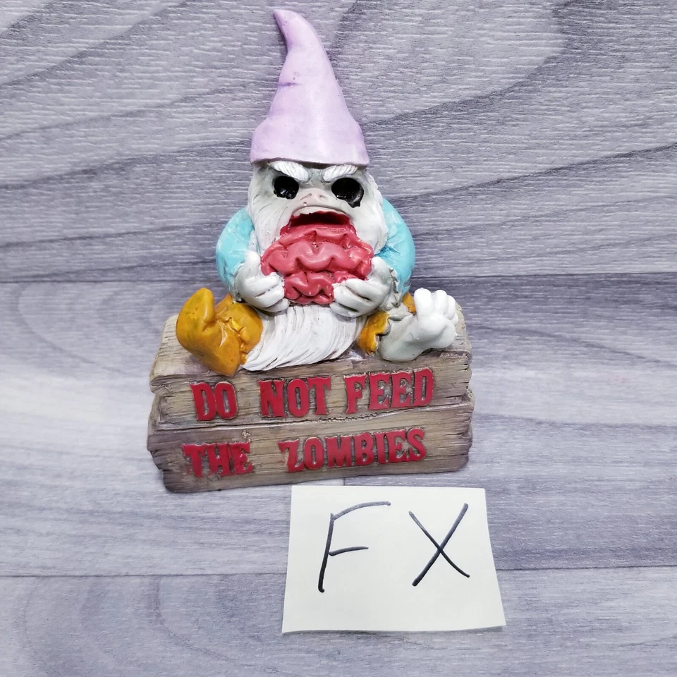 Do Not Feed The Zombies Mini Display Gnome Figure Troll Dwarf Brain Eating - Image 3 of 3