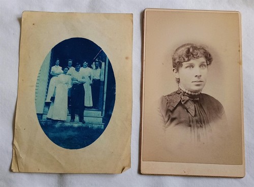 Lotto foto d'epoca Tintype, CDV, cianotipo, cartolina RPPC, snapshot ecc antiche - Foto 2 di 12