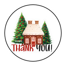 30 THANK YOU CHRISTMAS STICKERS ENVELOPE SEALS LABELS 1.5" ROUND SMALL BUSINESS